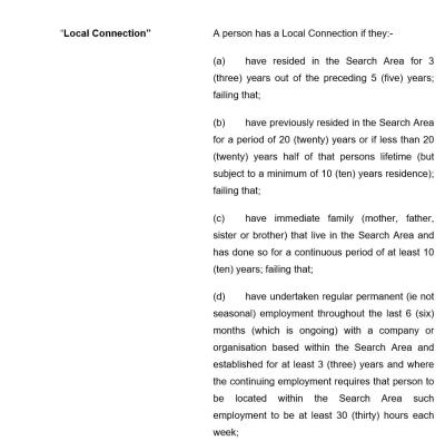 Local connection criteria